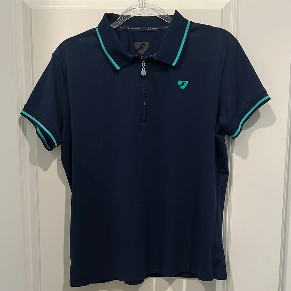 Aubrion, XL, Navy Polo Shirt with Teal Accents